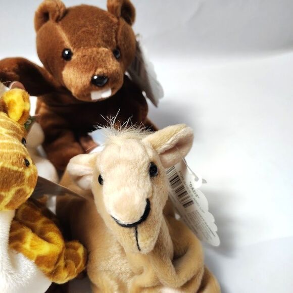 Lot 5 Bean Spouts Small Bean Bag Plush Kangaroo Giraffe Beaver Camel Bear New - Picture 4 of 7